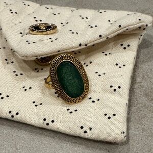 Sezane Green Aventurine Brass Ring